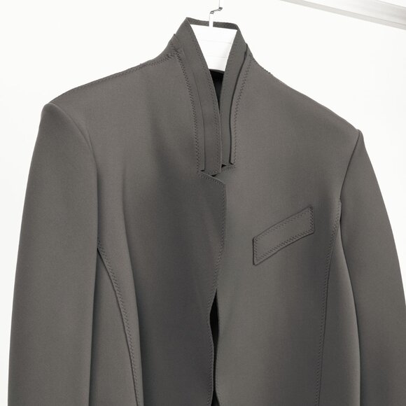 Marie Saint Pierre Grey Neoprene Open-Front Blazer - Picture 3 of 8